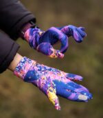 fioletowe rękawiczki sportowe damskie sowy