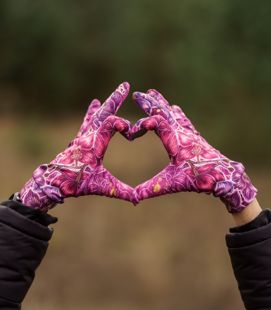 różowe rękawiczki sportowe orchidea