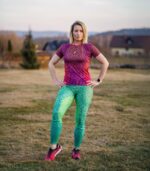 zielone legginsy sportowe z kieszonką na telefon Tequila