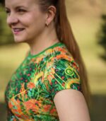 daska koszulka techniczna pomarańczowo zielona jungle