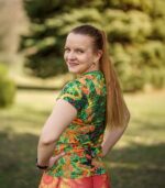 daska koszulka techniczna pomarańczowo zielona jungle