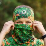 pomarańczowo zielony komin chusta wielofunkcujna jungle