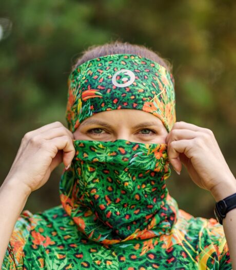 pomarańczowo zielony komin chusta wielofunkcujna jungle