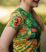 daska koszulka techniczna pomarańczowo zielona jungle