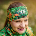 pomarańczowo zielona opaska sportowa na głowę jungle