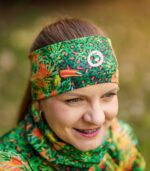 pomarańczowo zielona opaska sportowa na głowę jungle