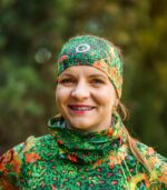 pomarańczowo zielona opaska sportowa na głowę jungle