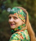 pomarańczowo zielona opaska sportowa na głowę jungle