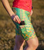 kolorowe legginsy sportowe krótkie kolarki bikery z kieszonką na telefon Salsa