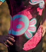 różowo czarna koszulka techniczna damska Loco Babka Fluo