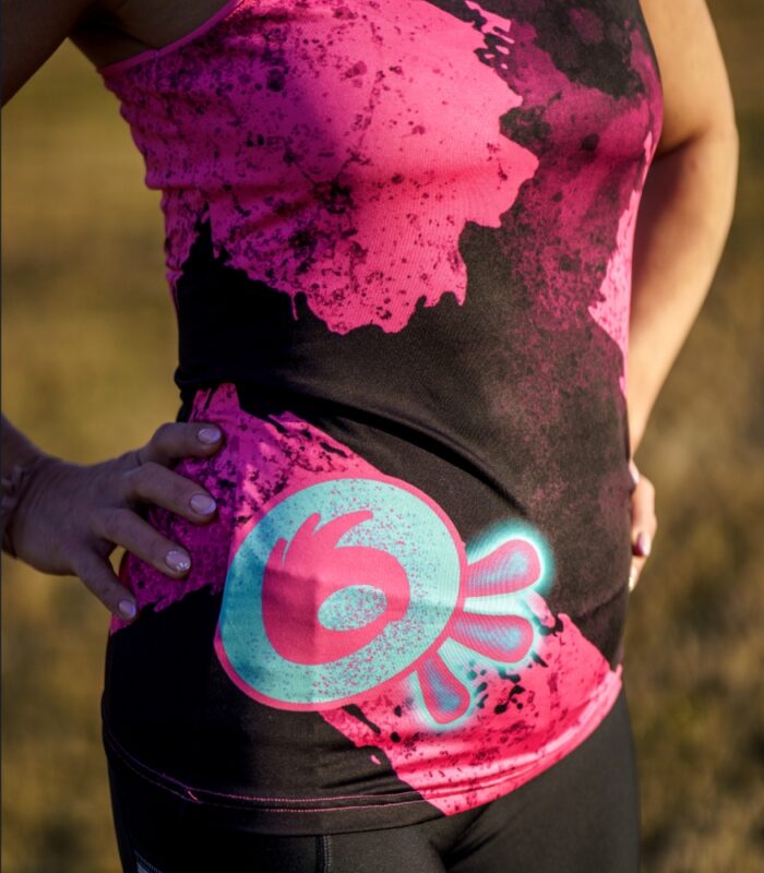 różowo czarna bokserka tanktop sportowy damski Loco Babka Fluo