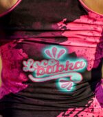 różowo czarna bokserka tanktop sportowy damski Loco Babka Fluo