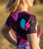 różowo czarna koszulka techniczna damska Loco Babka Fluo