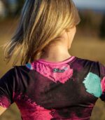 różowo czarna koszulka techniczna damska Loco Babka Fluo