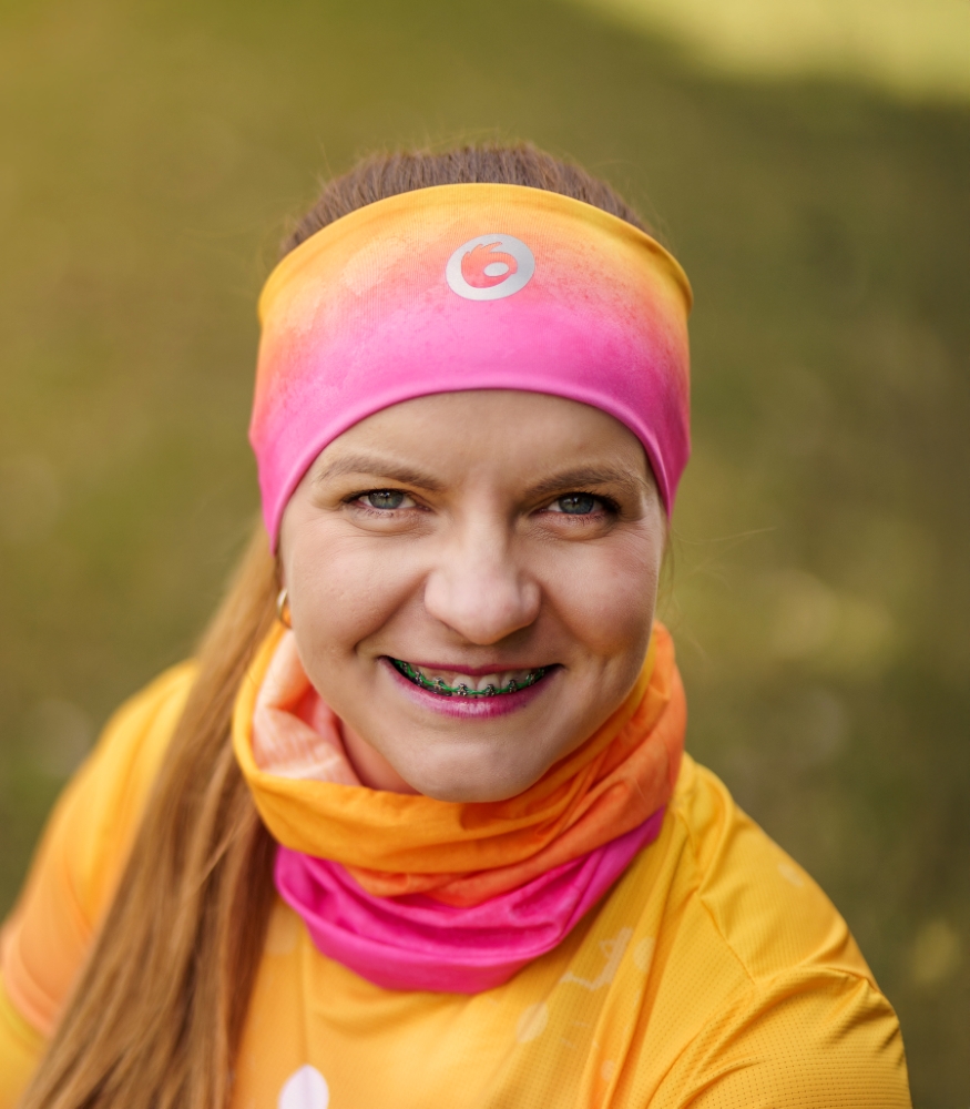 kolorowa opaska sportowa na głowę brzoskwinka