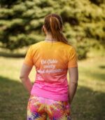 damska koszulka techniczna żółto różowa brzoskwinka