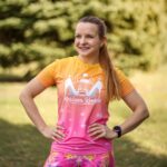 damska koszulka techniczna żółto różowa brzoskwinka