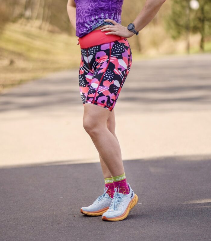 kolorowe legginsy sportwowe damskie z kieszonką na telefon floreski
