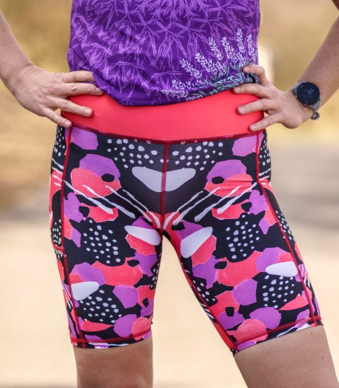kolorowe legginsy sportwowe damskie z kieszonką na telefon floreski