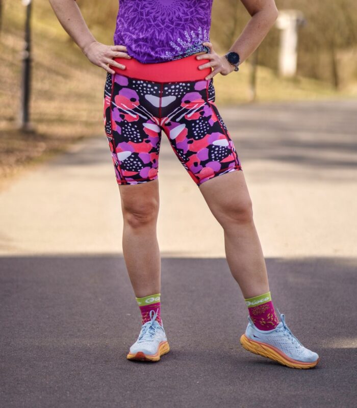 kolorowe legginsy sportwowe damskie z kieszonką na telefon floreski