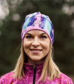 kolorowa czapka dwustronna z wycięciem na kitkę sportowa Bergen Jednorożec