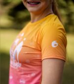 damska koszulka techniczna żółto różowa brzoskwinka