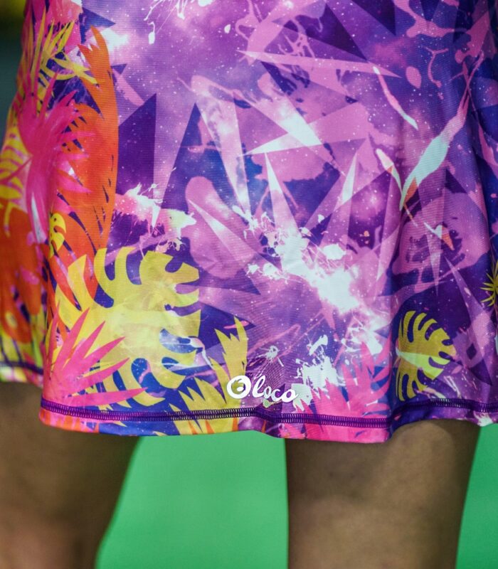 kolorowa spódniczka ze spodenkami sportowa krokodyl
