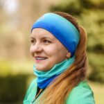 kolorowa opaska sportowa na głowę błękitna laguna