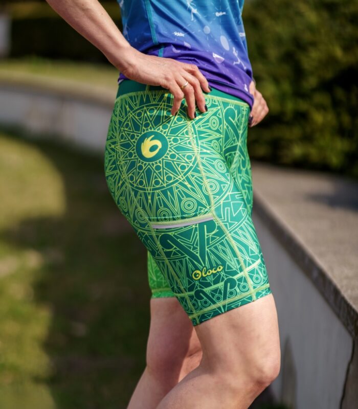 zielone legginsy do biegania z kieszonką na telefon tequila