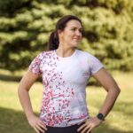 damska koszulka techniczna biało-czerwona szypszyna