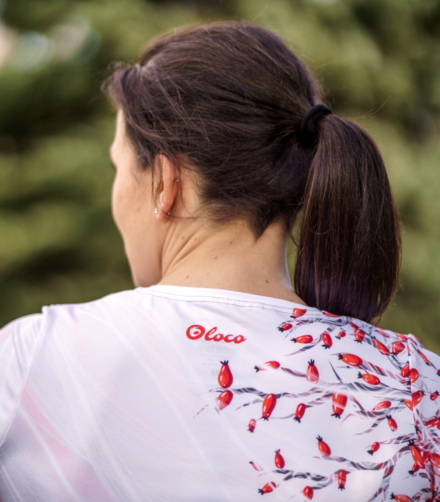 damska koszulka techniczna biało-czerwona szypszyna