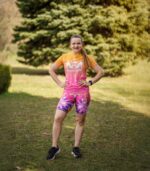 damska koszulka techniczna żółto różowa brzoskwinka