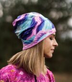 kolorowa czapka dwustronna z wycięciem na kitkę sportowa Bergen Jednorożec