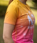 damska koszulka techniczna żółto różowa brzoskwinka