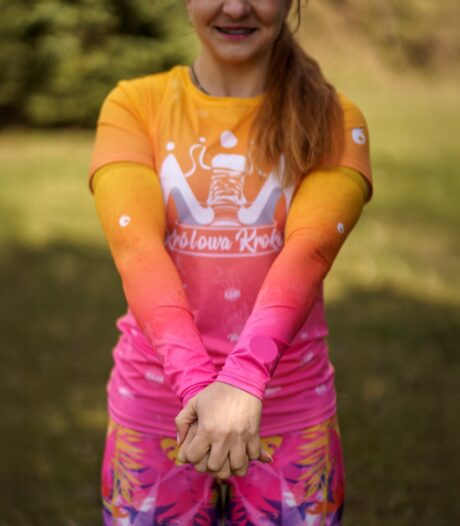 kolorowe rękawki sportowe żółto różowe brzoskwinka