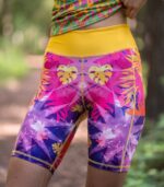 damskie kolorowe legginsy sportowe krótkie z kieszonką na telefon