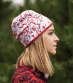 dwustronna czapka z wycięciem na kitkę szypszyna maliny