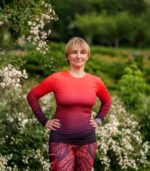 Czerwony longlsleeve sportowy damski wino