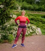 Czerwony longlsleeve sportowy damski wino