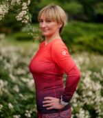 Czerwony longlsleeve sportowy damski wino