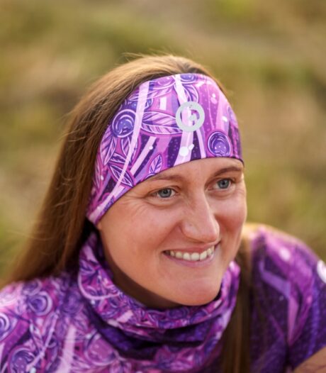 opaska sportowa na głowę fioletowa jagody