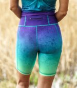 kolorowe legginsy damskie sportowe z kieszonką na telefon zorza