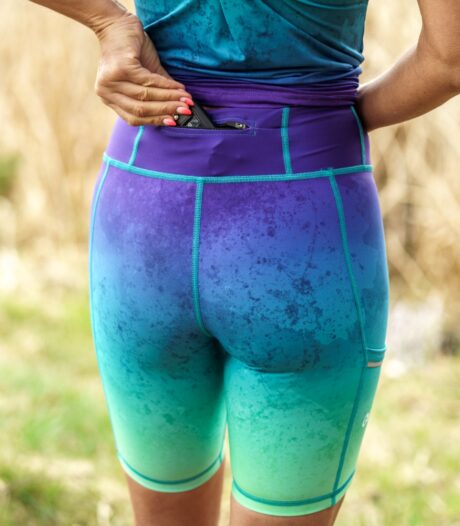 kolorowe legginsy damskie sportowe z kieszonką na telefon zorza