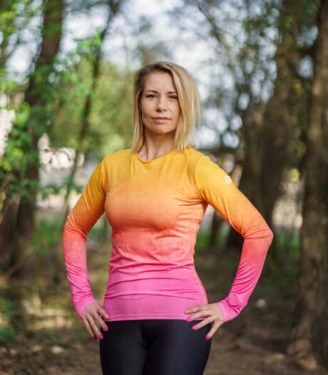 longsleeve sportowy damski-brzoskwinka