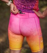 kolorowe legginsy sportowe damskie z kieszonką na telefon brzoskwinka