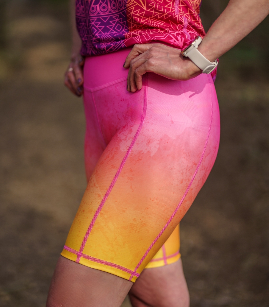 kolorowe legginsy sportowe damskie z kieszonką na telefon brzoskwinka