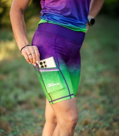 fioletowo zielone legginsy toxic