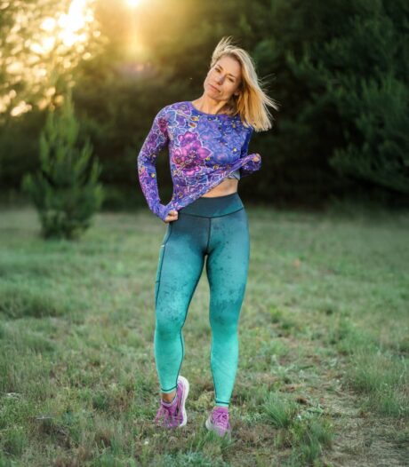 gradientowe zielone legginsy miętówka