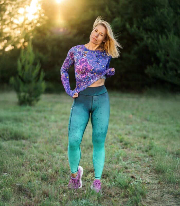 gradientowe zielone legginsy miętówka