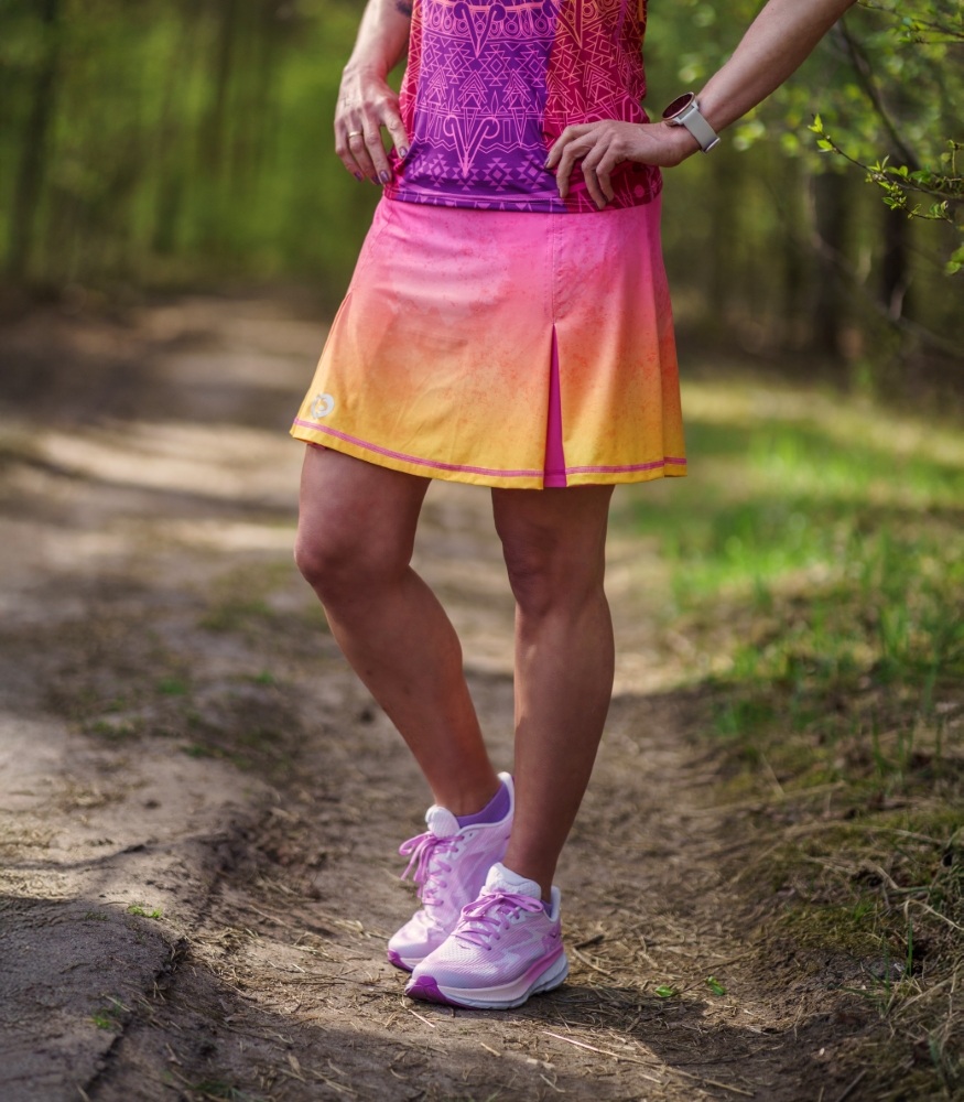 kolorowa spódniczka ze spodenkami sportowa brzoskwinka
